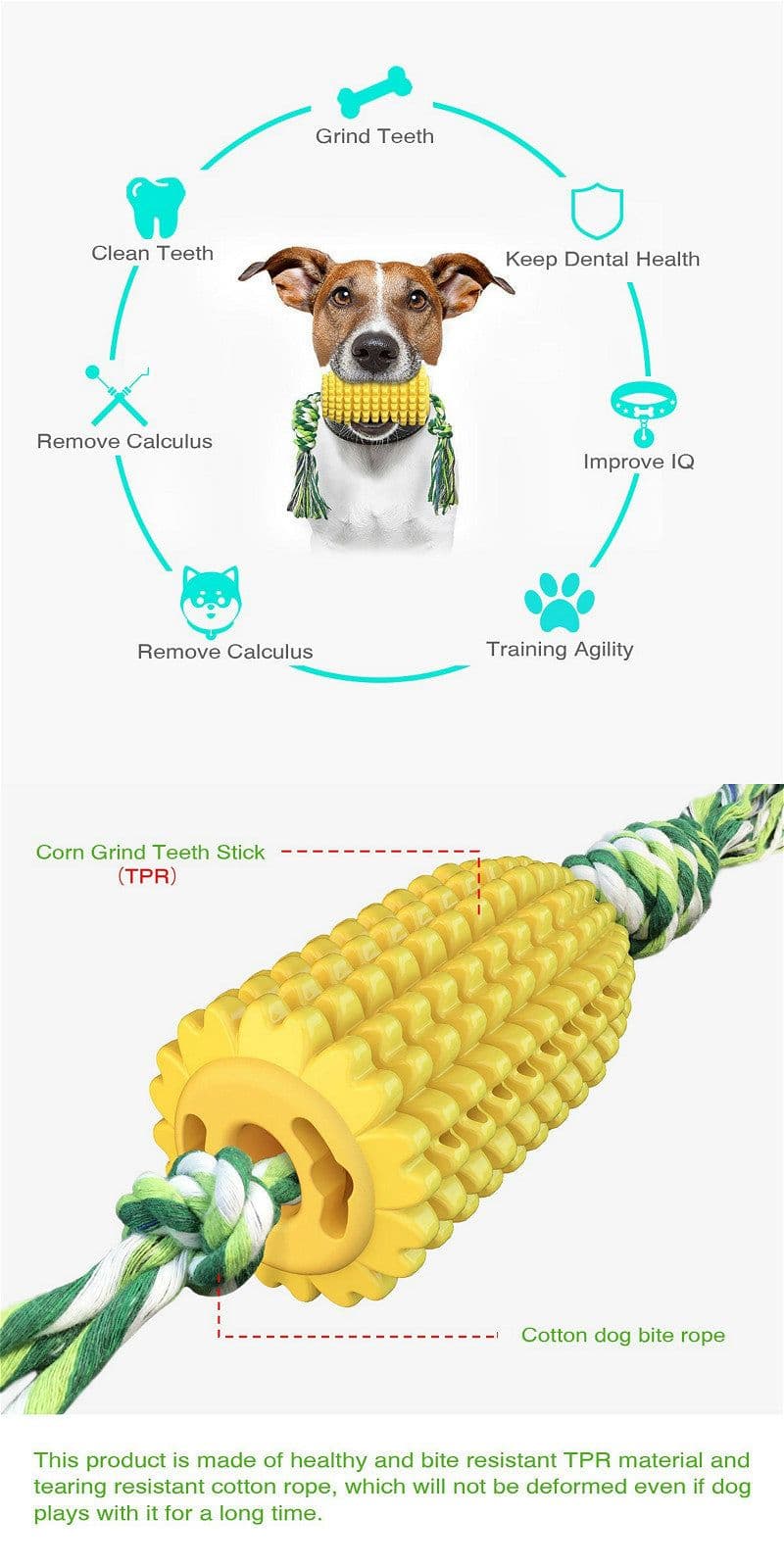 image-Pet Toothbrush Corn Stick Pet Dog Chew Bite Toys