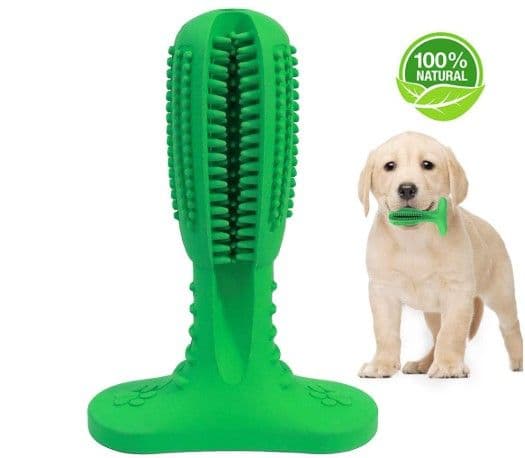 image-Natural Rubber Bite Resistant Dog Toothbrush Toy