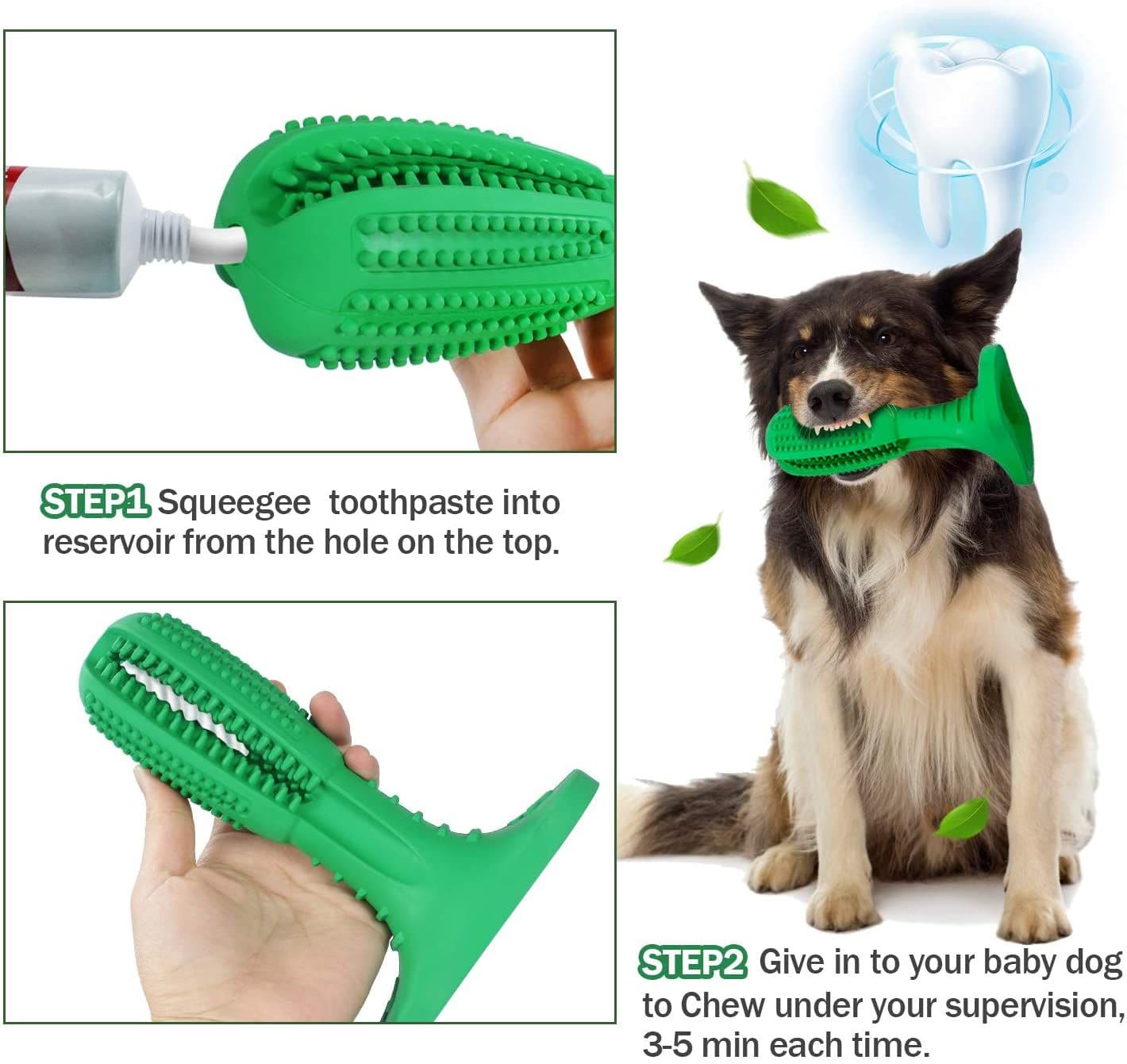 image-Natural Rubber Bite Resistant Dog Toothbrush Toy
