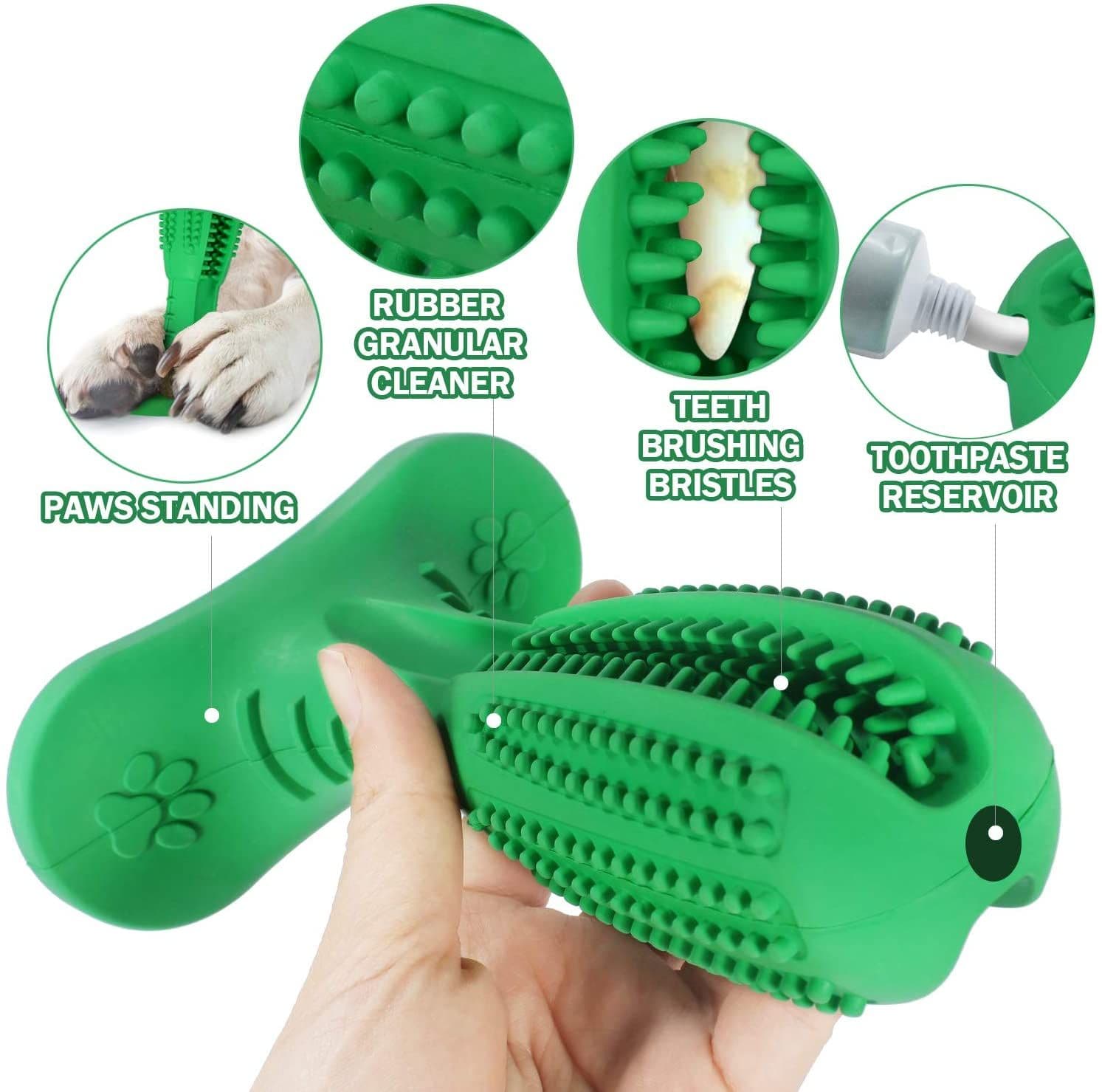 image-Natural Rubber Bite Resistant Dog Toothbrush Toy