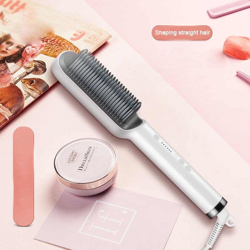 image-New PTC Heating Hair Straightener Brush Ceramic