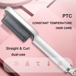 image-New PTC Heating Hair Straightener Brush Ceramic