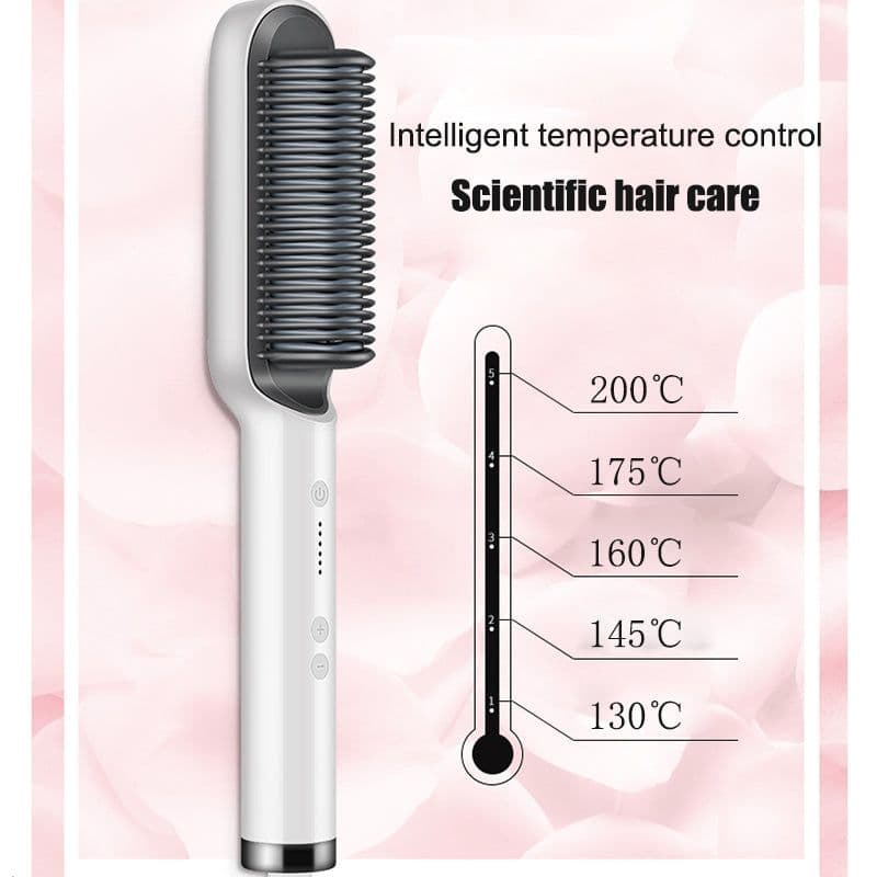 image-New PTC Heating Hair Straightener Brush Ceramic