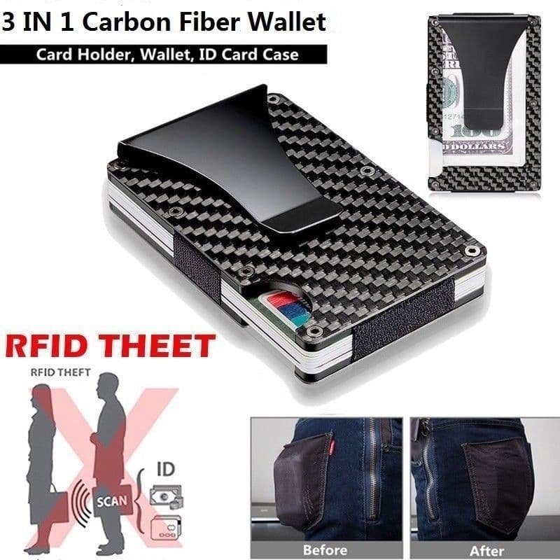 image-Slim Carbon Fiber Credit Card Holder RFID Blocking