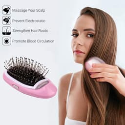 image-Electric Ionic Hairbrush Negative Ions Anti Frizz -Pink