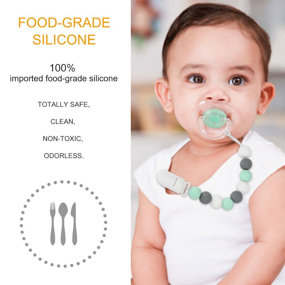 image-Food-grade Silicone Teething Beads Nipple Clip