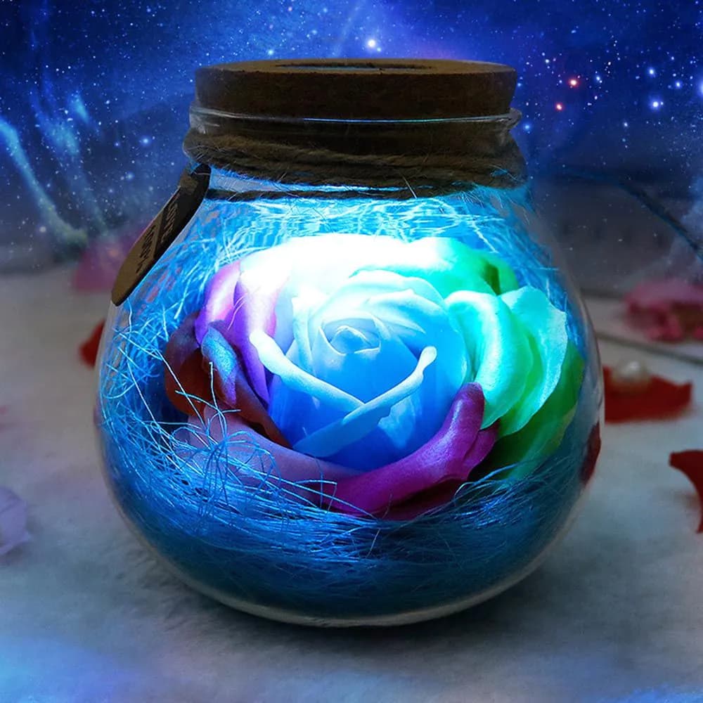 image-LED RGB Flower Lamp Desk light Xmas Gift Blue
