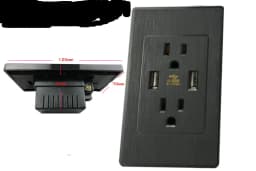image-Home Decoration Dual USB Wall Socket US Plug-Brushed Black