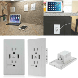 image-Home Decoration Dual USB Wall Socket US Plug-Brushed Black