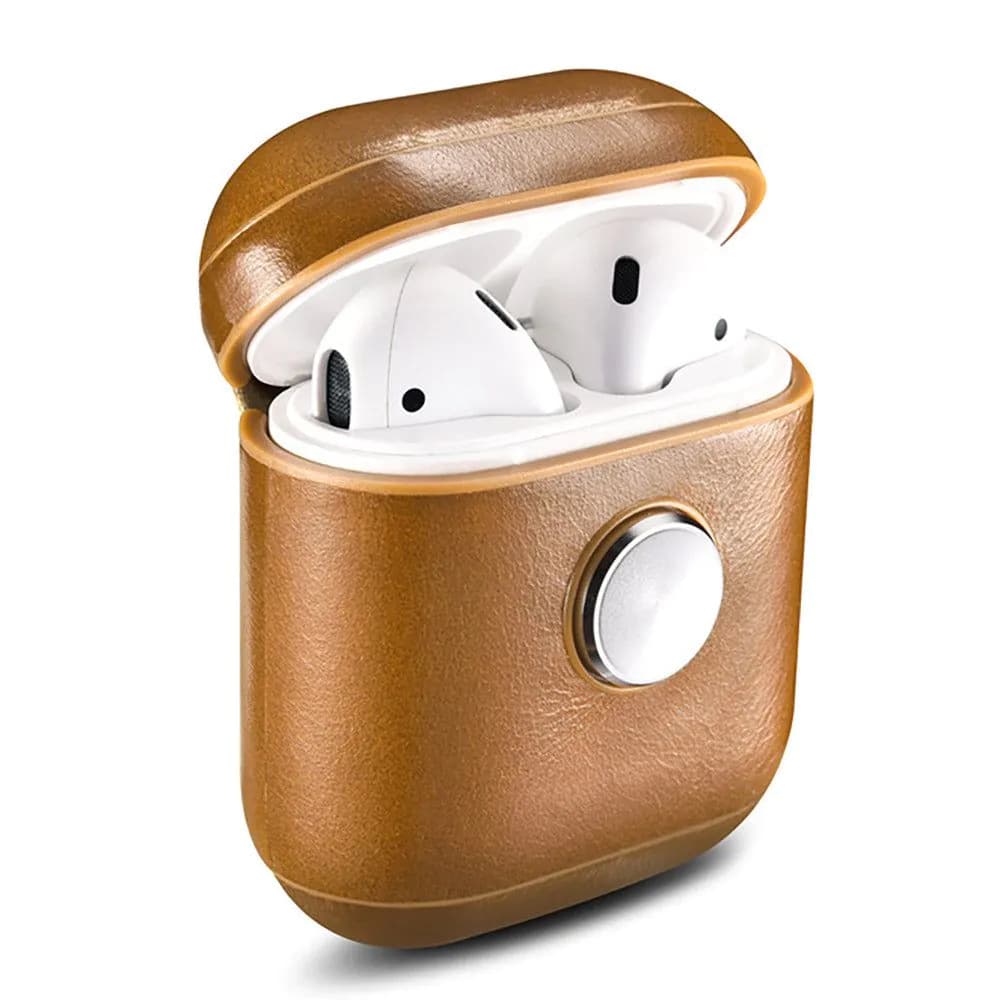 image-Leather Earphone Case Gyro Box For AirPods Khaki