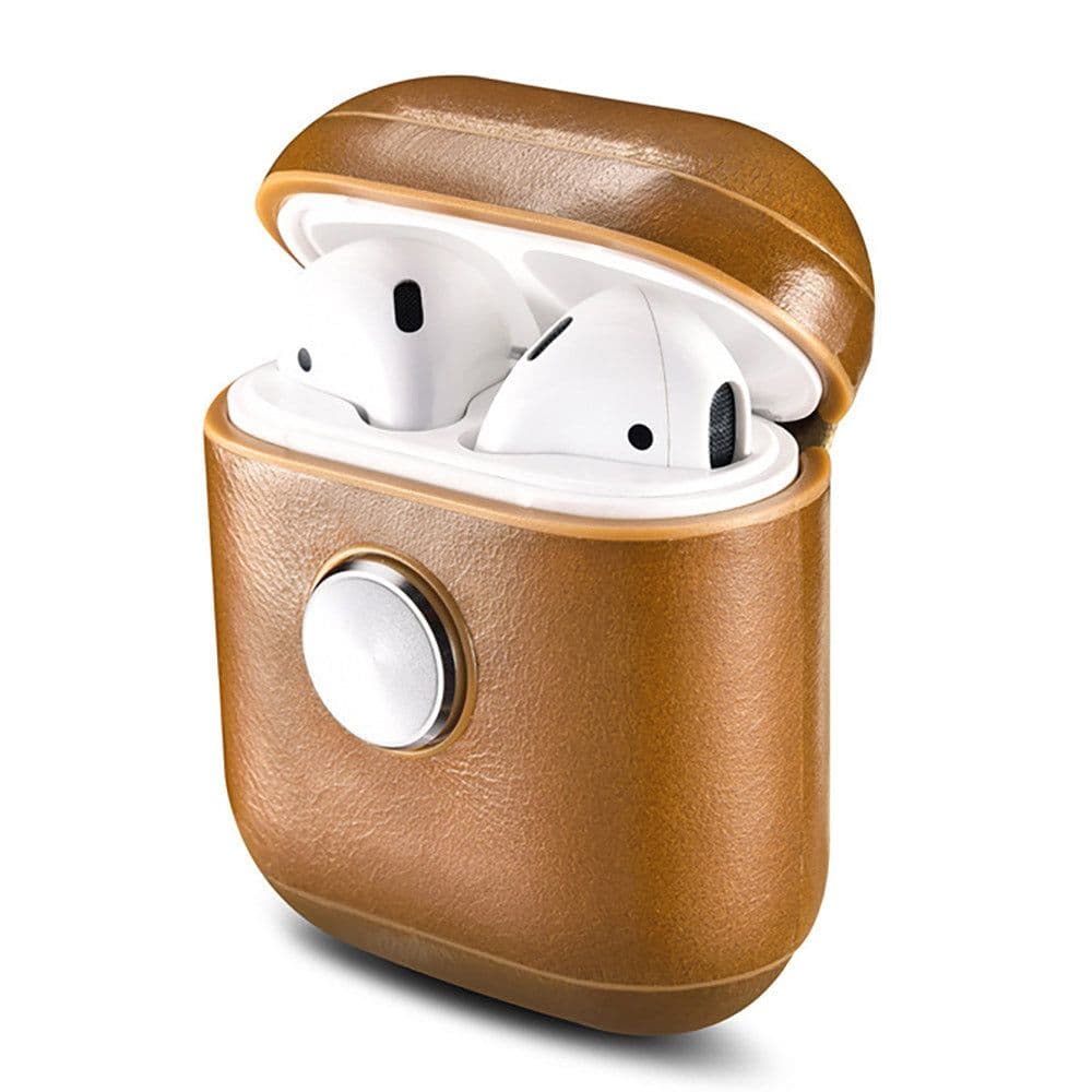 image-Leather Earphone Case Gyro Box For AirPods Khaki