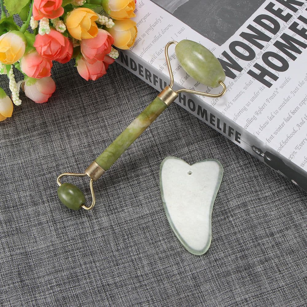 image-Natural Jade Facial Skin Massager Massage Roller