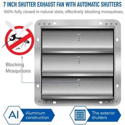 image-Shutter Exhaust Fan Aluminum with Speed Controller 7 Inch