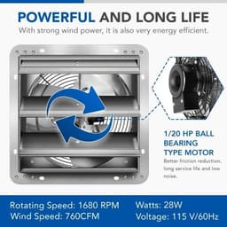 image-Shutter Exhaust Fan Aluminum with Speed Controller 7 Inch
