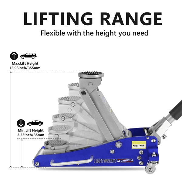 image-1.5 Ton Hydraulic Low Profile Aluminum And Steel Racing Floor Jack