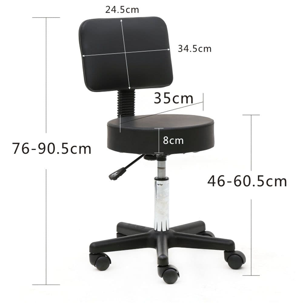 image-Round Shape Plastic Adjustable Salon Stool with Back