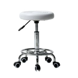 image-White Round Stool with Lines Rotation Bar Stool