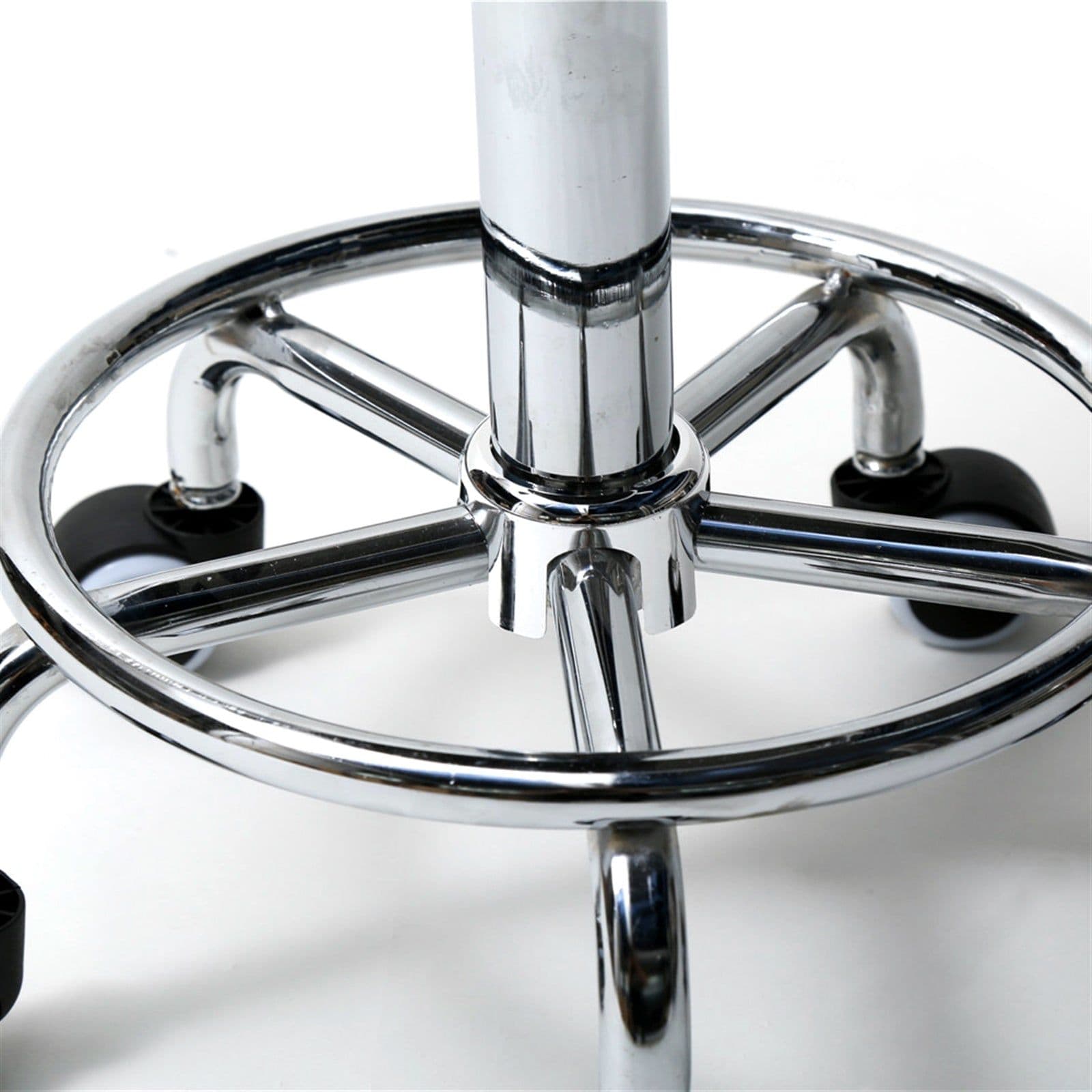 image-White Round Stool with Lines Rotation Bar Stool