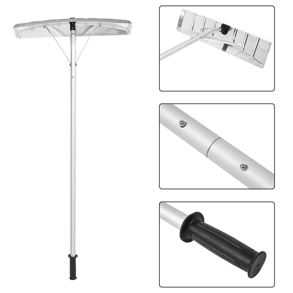 image-20FT Adjustable Handle Lightweight Roof Rake Snow Shovel Roof Rake