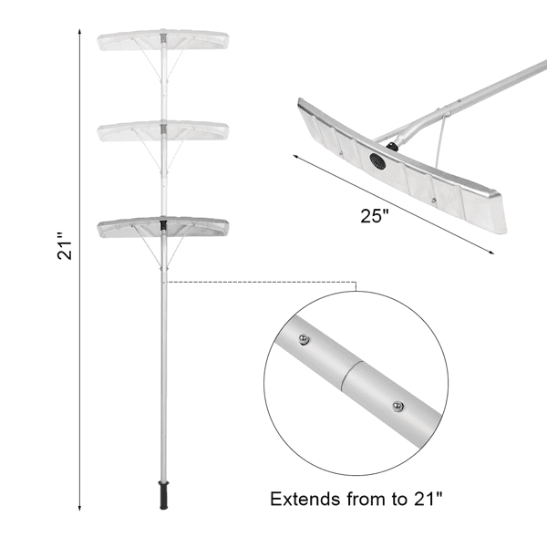 image-20FT Adjustable Handle Lightweight Roof Rake Snow Shovel Roof Rake
