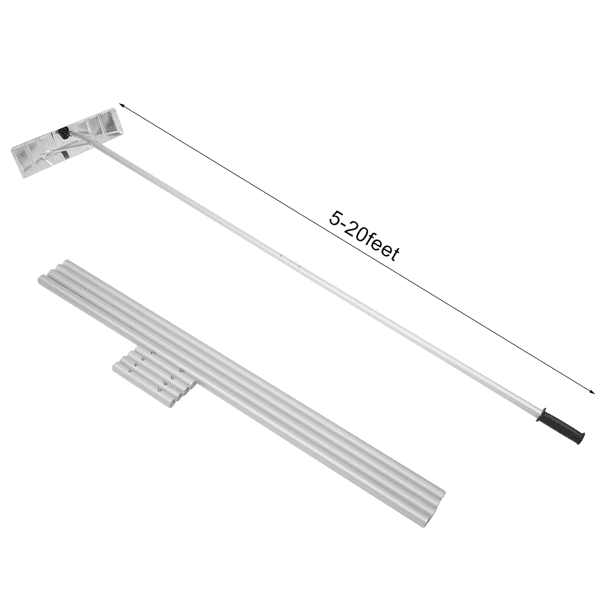 image-20FT Adjustable Handle Lightweight Roof Rake Snow Shovel Roof Rake
