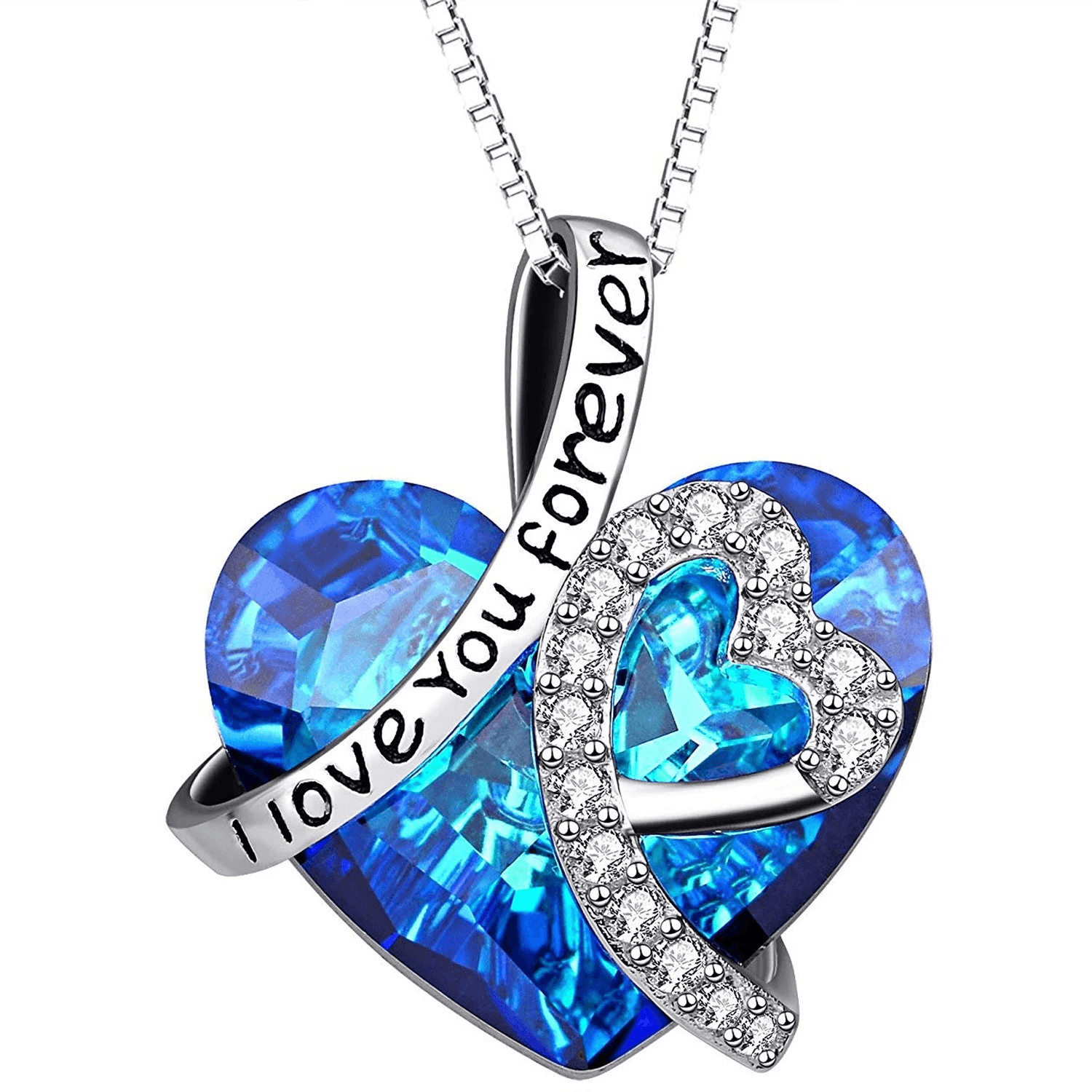 image-Blue Austrian Crystal Heart Necklace