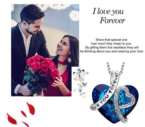 image-Blue Austrian Crystal Heart Necklace