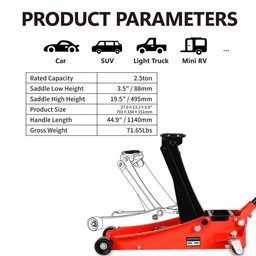 image-2.5 Ton Hydraulic Low Profile Aluminum And Steel Racing Floor Jack
