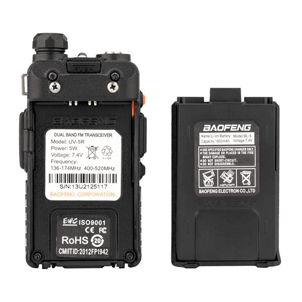 image-BAOFENG BF-UV5R 1.5" LCD 5W Dual Band Walkie Talkie
