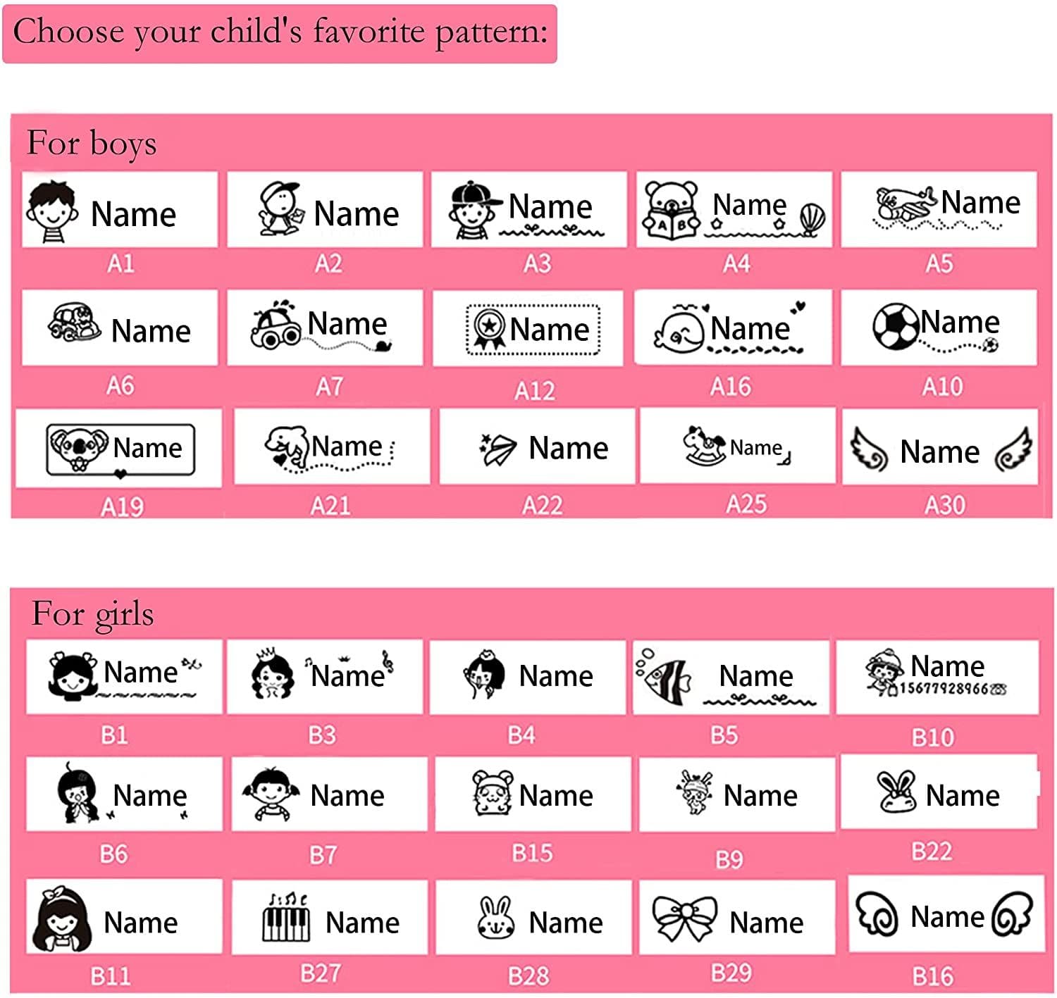 image-Cute Cartoon Children Seal Student Name Stamp Custom Name Seal