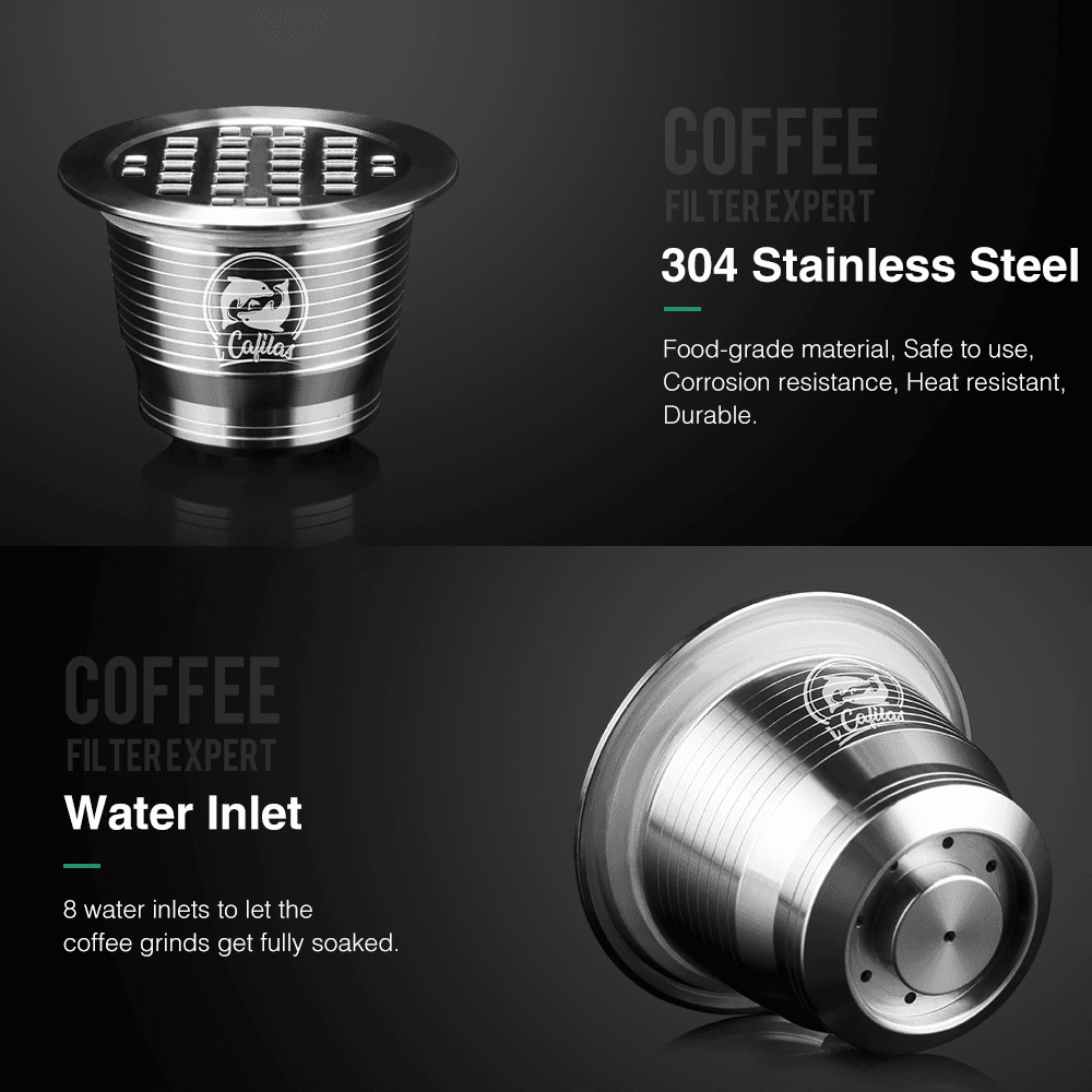 image-Reusable Coffee Capsule Stainless Steel Espresso Cup Filter