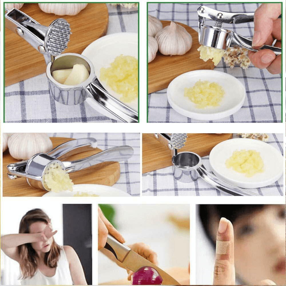 image-Garlic Press Crusher Mincer Chopper Peeler Squeeze Ginger