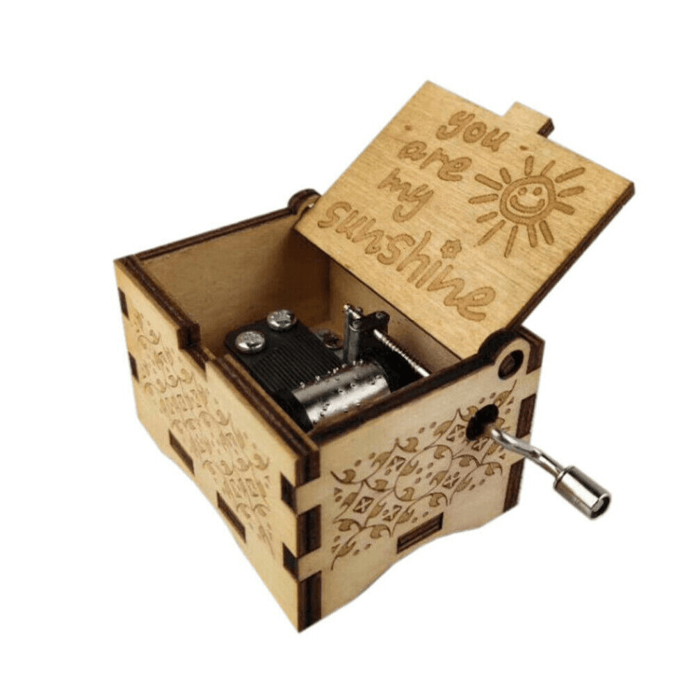 image-You are My Sunshine Hand Crank Wooden Music Box