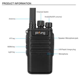 image-Pofung 2pcs 2W 1500mAh 16-Channel Walkie-Talkie
