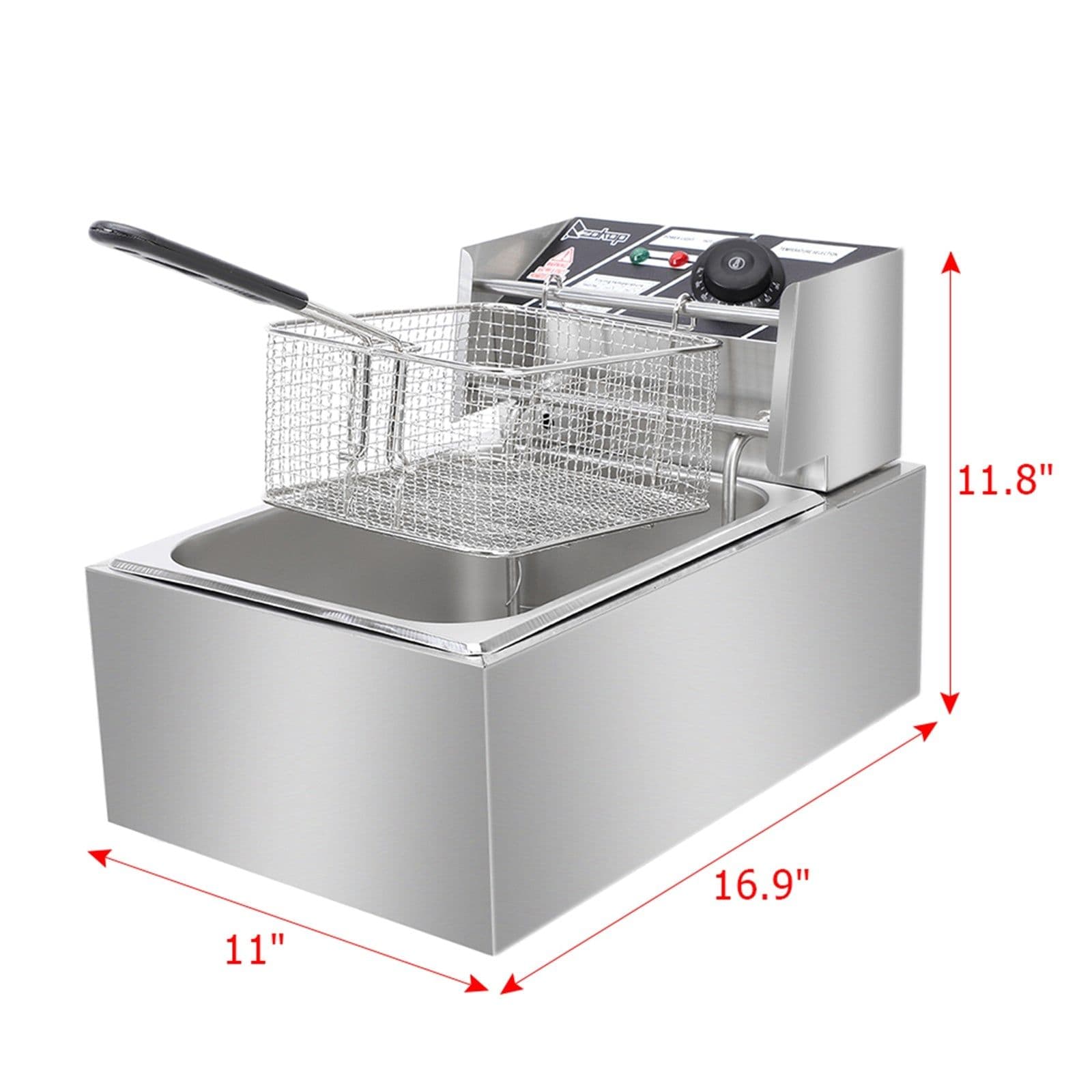 image-2500W MAX 110V 6L Stainless Steel Single Cylinder Electric Fryer