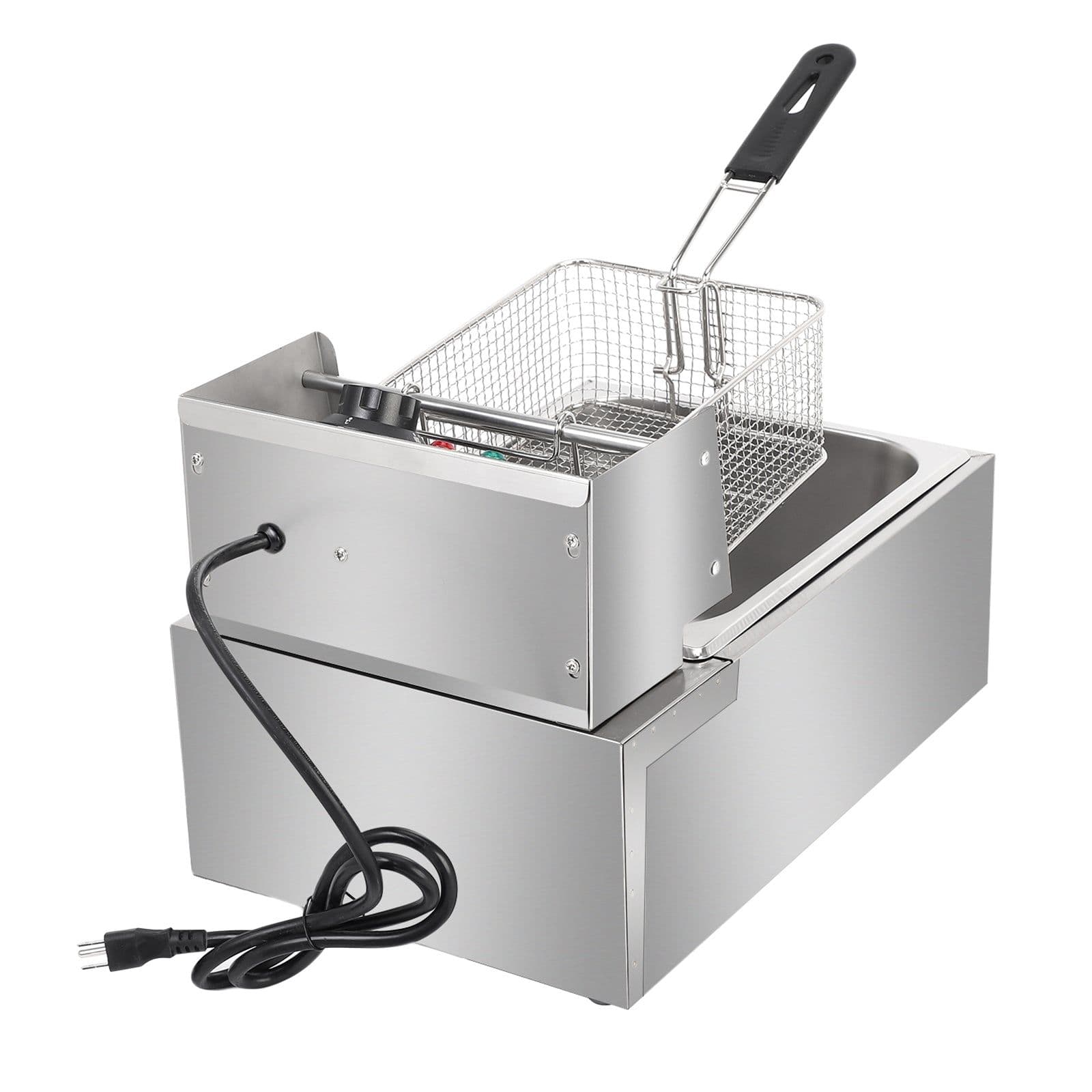 image-2500W MAX 110V 6L Stainless Steel Single Cylinder Electric Fryer