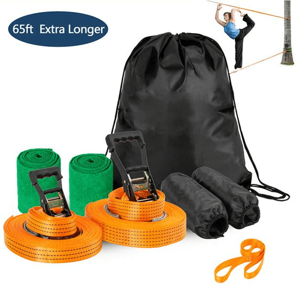 image-65 Feet Arm Trainer Balance Rope Equipment Slackline Kit for Kids
