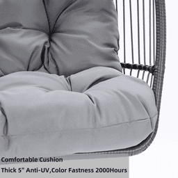 image-Patio Wicker Folding Hanging Chair With Cushion And Pillow
