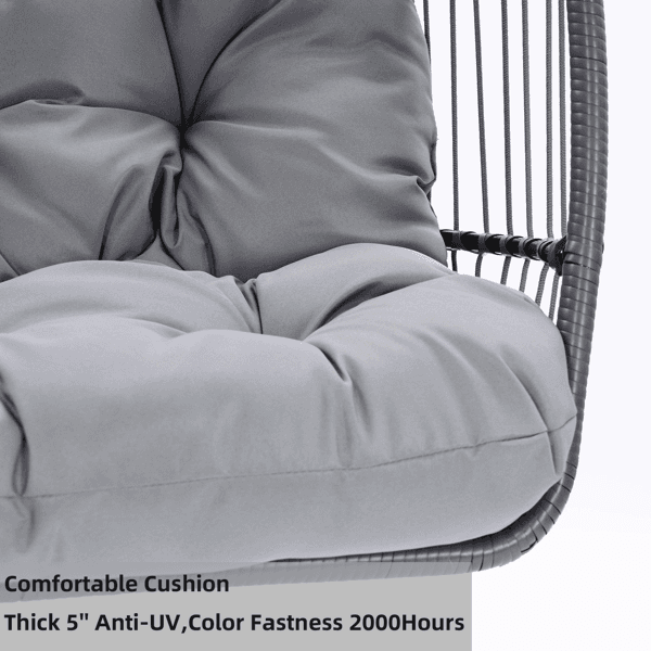 image-Patio Wicker Folding Hanging Chair With Cushion And Pillow