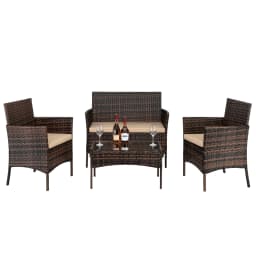 image-3pcs Coffee Table Rattan Sofa Set