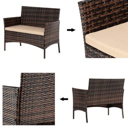 image-3pcs Coffee Table Rattan Sofa Set