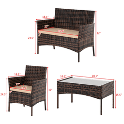 image-3pcs Coffee Table Rattan Sofa Set