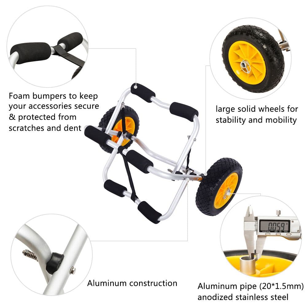 image-Portable 1.5MM Bend Aluminum Alloy Canoeing Trailer Cart