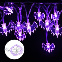 image-LED Purple bats Halloween String Lights