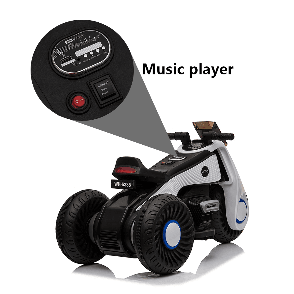 image-Children's Electric Motorcycle 3 Wheels Double Drive With Music