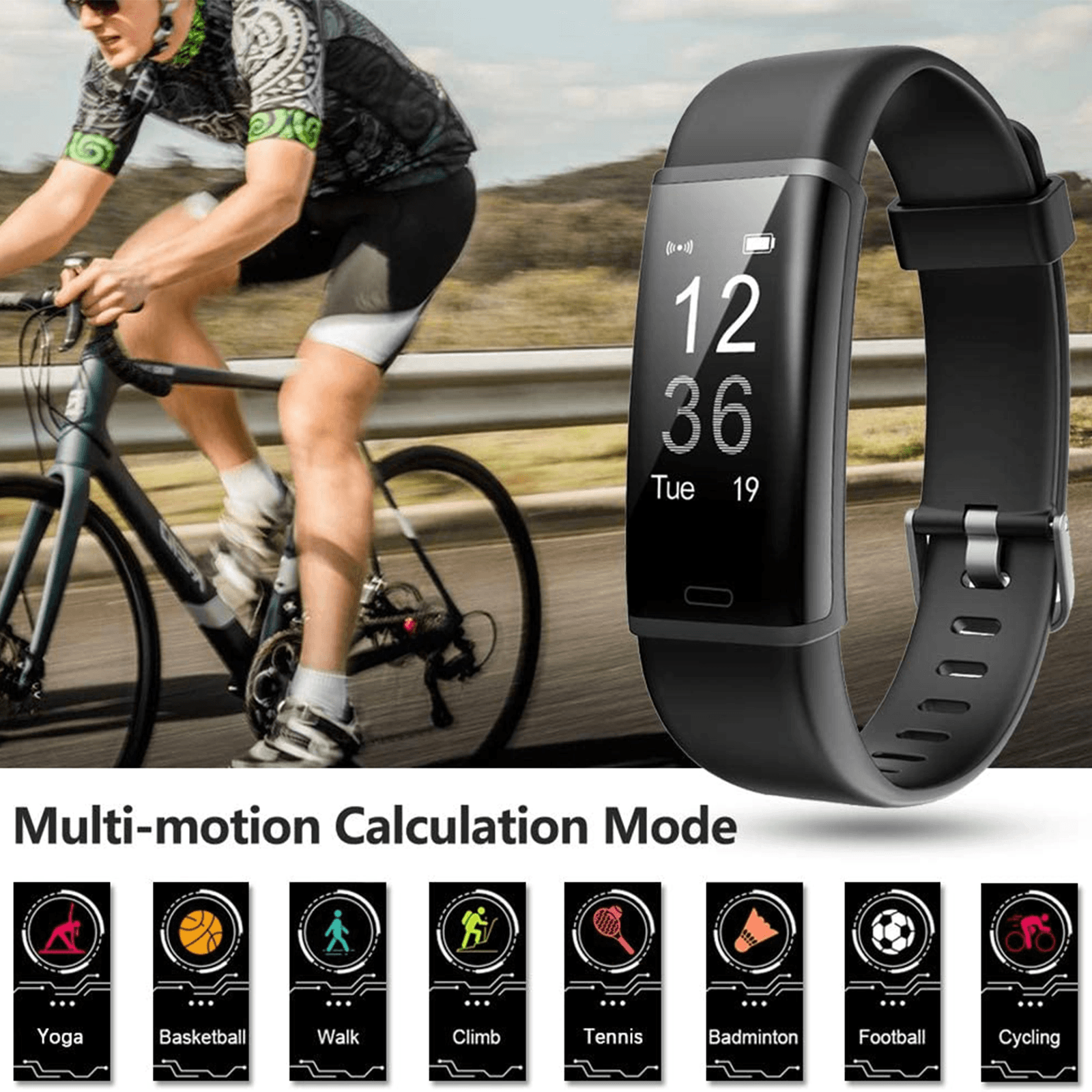 image-Smart sport bracelet with blood pressure heart rate sleep monitor