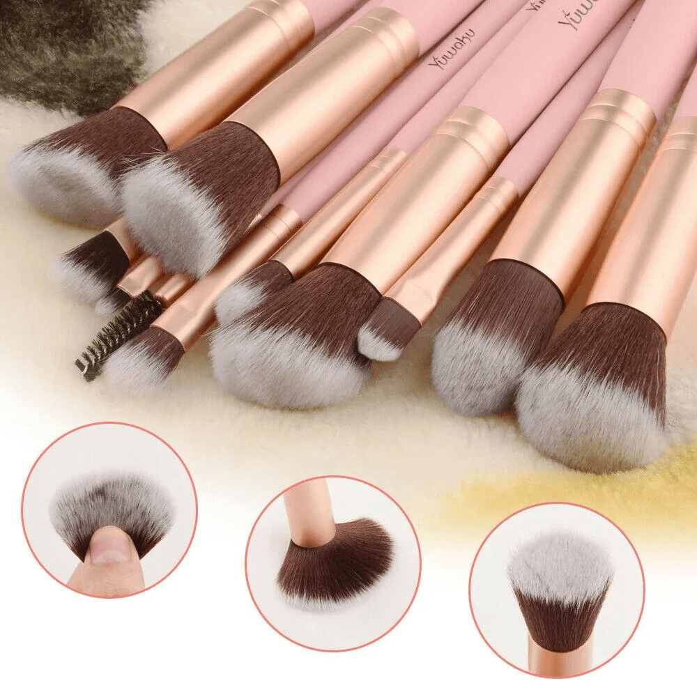 image-14pcs Pink Makeup Brushes Kit