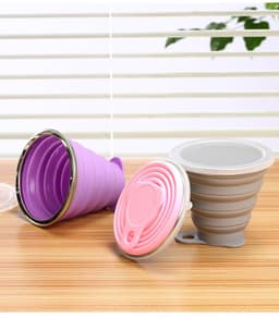 image-Silicone Folding Cup 270ML - Pink Sports Bottle