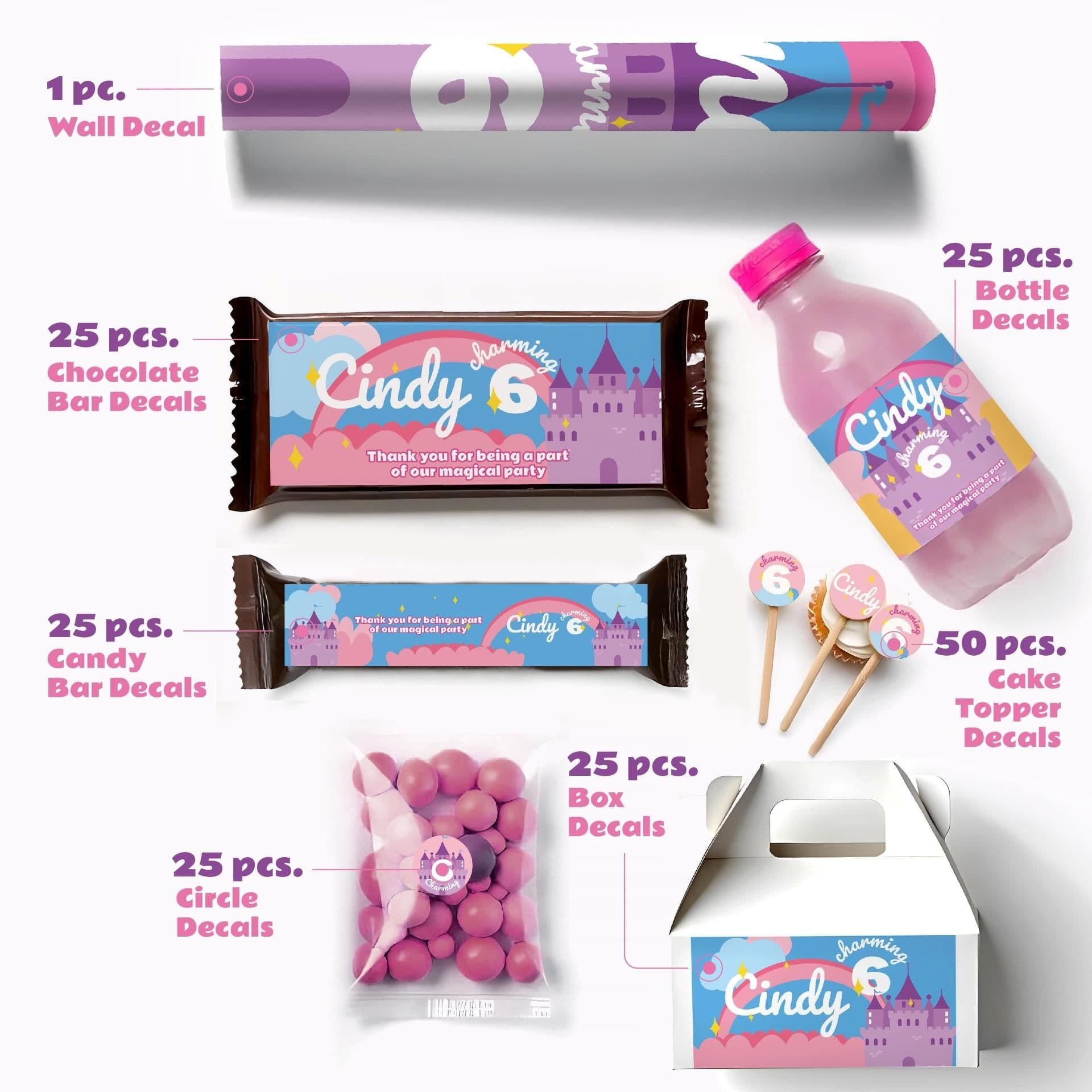 image-Personalized Kids Birthday Sticker Set | Custom Girls Name Age Party Decor | Table Labels | DIY Birthday Decoration Kit | Kid Party Favor *!