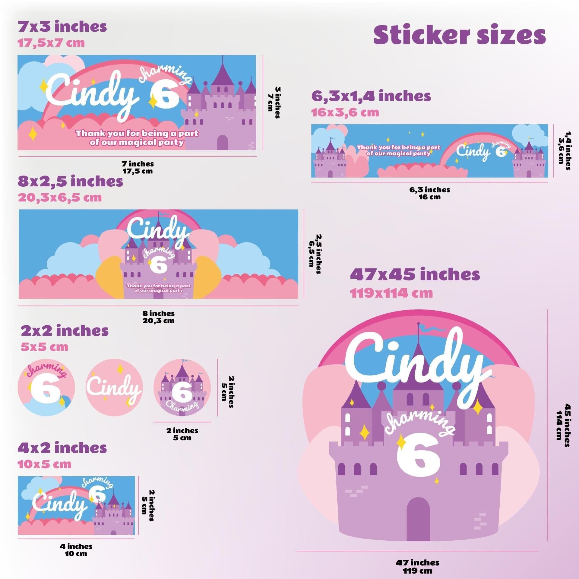 image-Personalized Kids Birthday Sticker Set | Custom Girls Name Age Party Decor | Table Labels | DIY Birthday Decoration Kit | Kid Party Favor *!